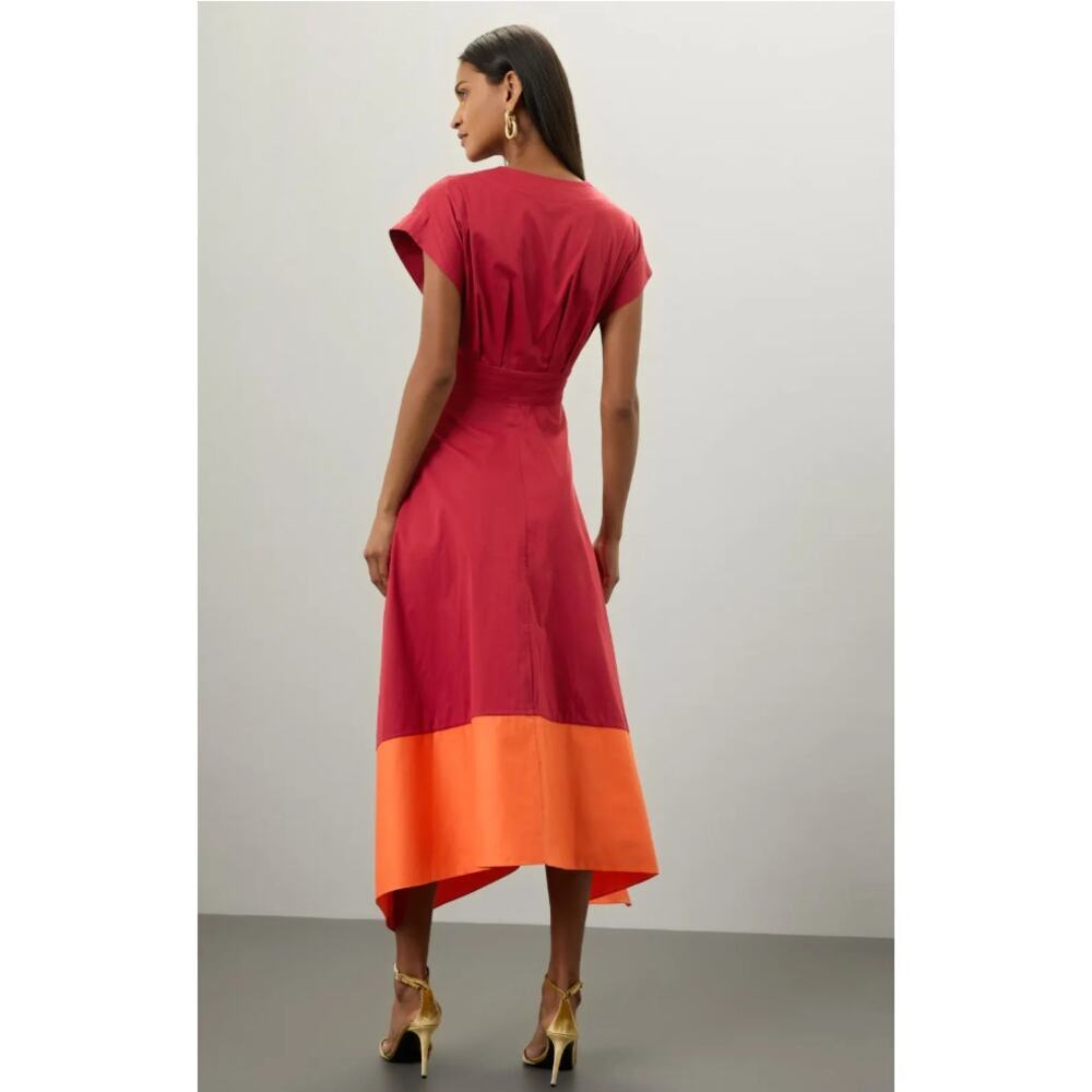 Roksanda Collective Two-Tone Midi Dress in Red and Orange - Picture 3 of 7